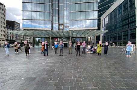 تظاهرة احتجاجية للفدرالية الدولية في بروكسل للمطالبة بمقاطعة معرض إكسبو دبي